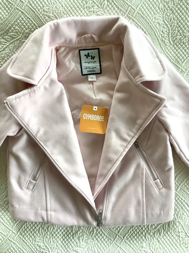 GYMBOREE Girl's Jacket Moto Asymmetrical Full Zip Light Pink Size S(5-6) NWT - Picture 4 of 10