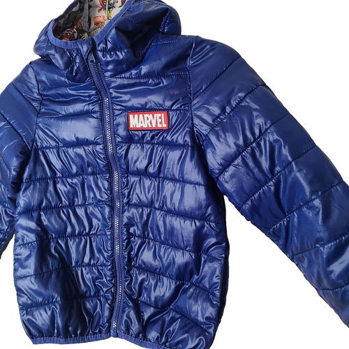 Marvel Avengers Boys Ultralight Hooded Puffer Jacket Size 6 Blue Packable - Picture 3 of 12