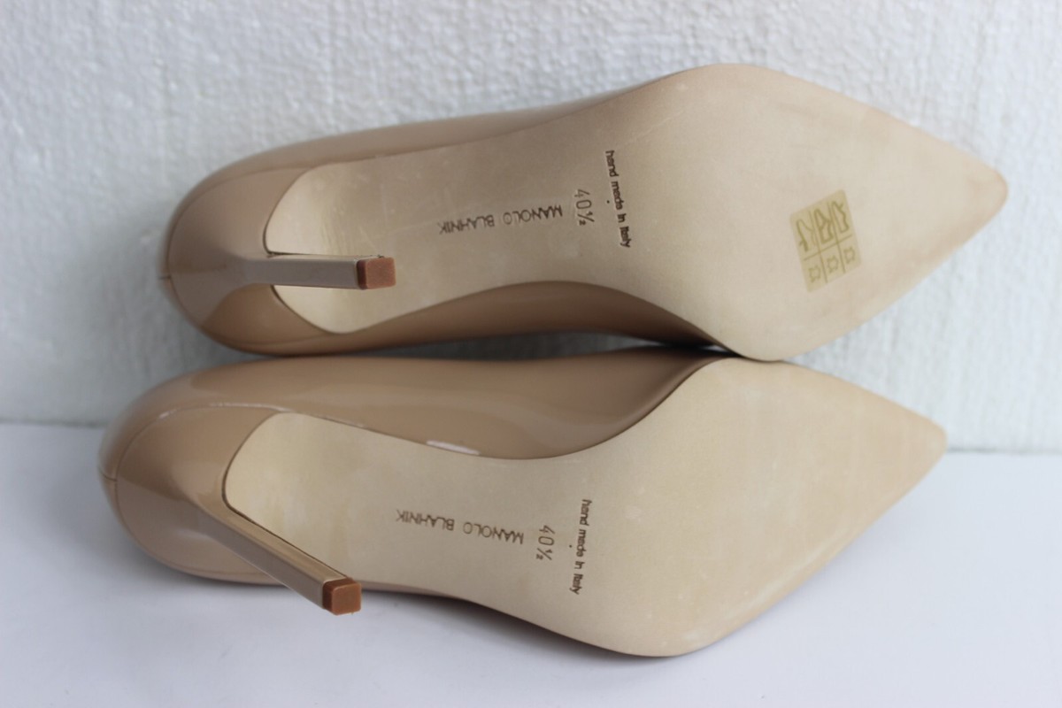 $725 NEW Manolo Blahnik BB 115 Pumps Patent Leather NUDE