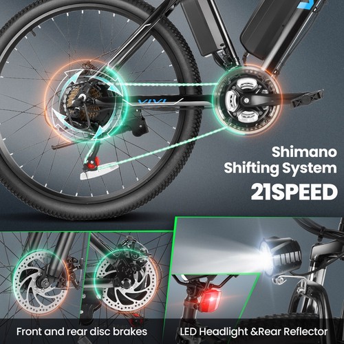 26In 500W Electric Bike Mountain Bicycle E-CityBike Commuter EBike 21Speed NEW~` - Picture 32 of 34