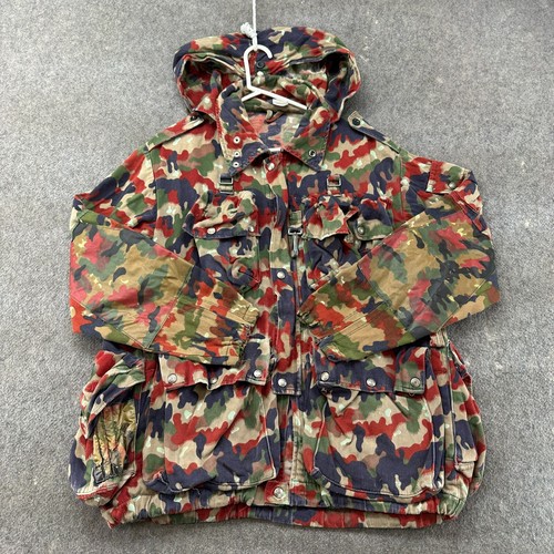 VINTAGE Swiss Army Jacket Mens XL? 56 Camo Field Alpenflage M70 Switzerland 80s