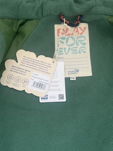 Muddy Puddles Ecosplash Fleece Lined Coat Waterproof Age 5-6 NEW - Picture 3 of 4