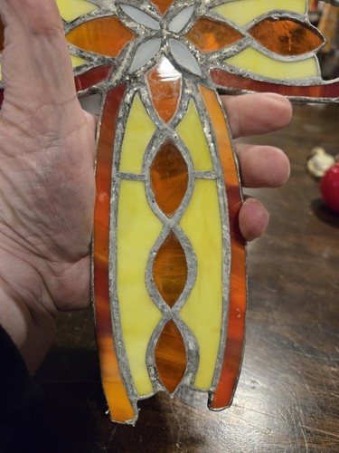 Handcrafted Colorful Stained Glass Cross Suncatcher - Picture 11 of 11