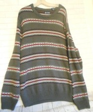 New Chaps Men  s Gray Cotton Vertical Stripe XL Sweater Y2K Preppy Academia Retro