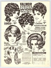 1972 VALMOR STRETCH WIGS Vintage 8"X11" Magazine Ad 1970's M475