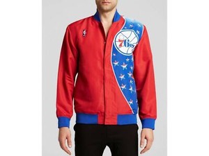 Mitchell & Ness Sixers ウォームアップジャケット Men's Mitchell & Ness Black Philadelphia 76ers Exploded Logo