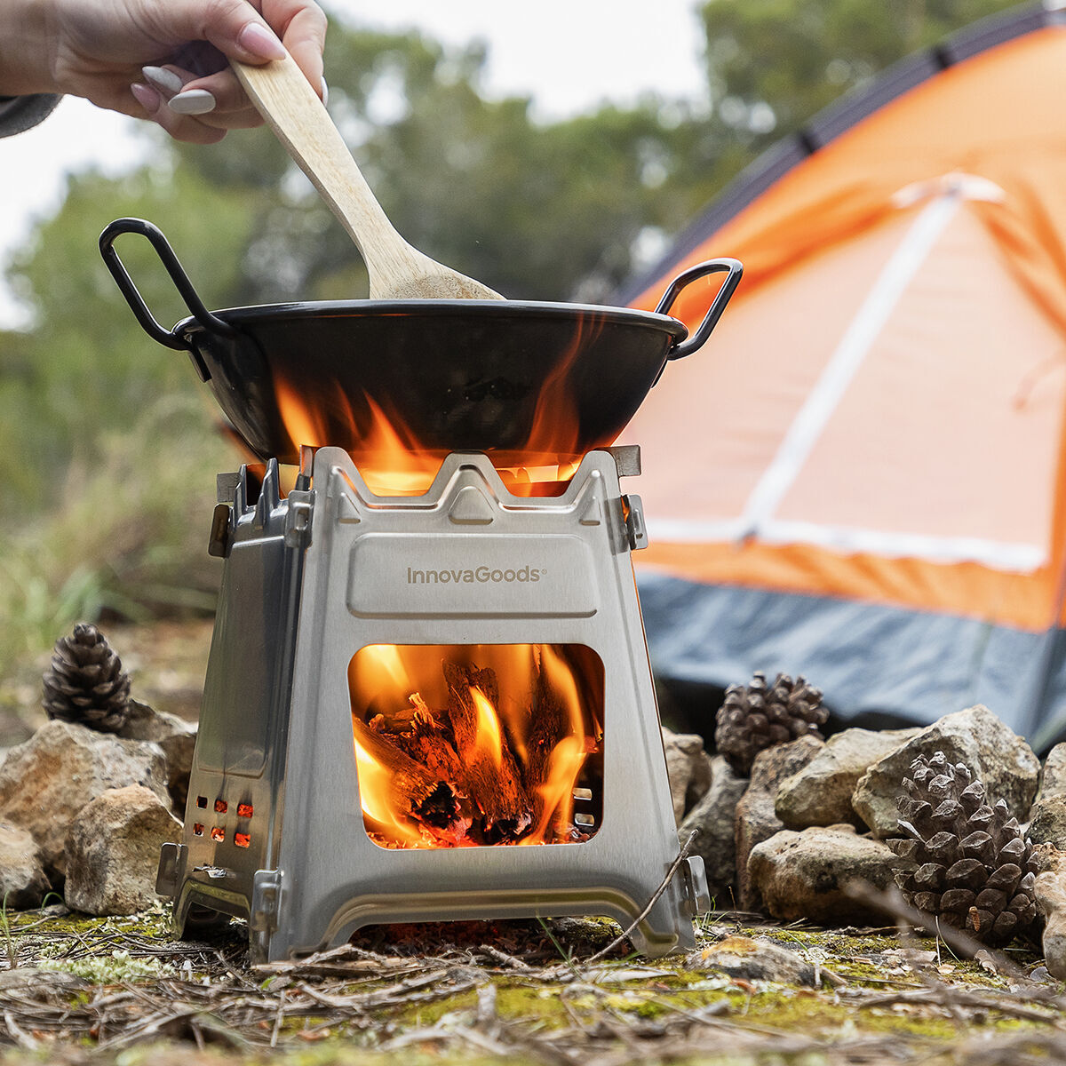 Cocina de camping desmontable de acero Flamet InnovaGoods