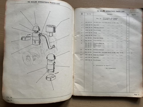Massey Ferguson 703 Conventional Baler, Operators Parts List, Book. - Picture 4 of 6