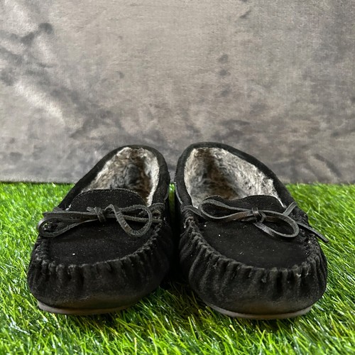 Minnetonka Britt Mocasines Zapatillas Piel Sintética Forrado Gamuza Negro Zapatos Mujer 8 - Imagen 2 de 12