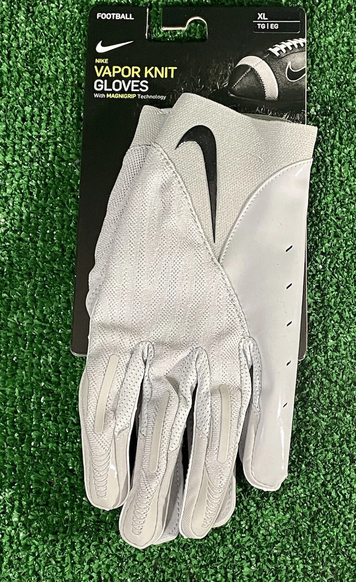 Nike Mens Vapor Knit Elite Magnigrip Football Gloves Gray XL