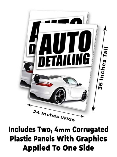 AUTO DETAILING Signicade 24x36 A Frame Sidewalk Sign CAR WASH WAX - Picture 6 of 9