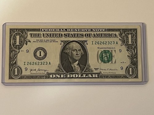 Repetidor de billetes de un dólar 2017, 26262323, números de serie muy geniales, - Imagen 2 de 6