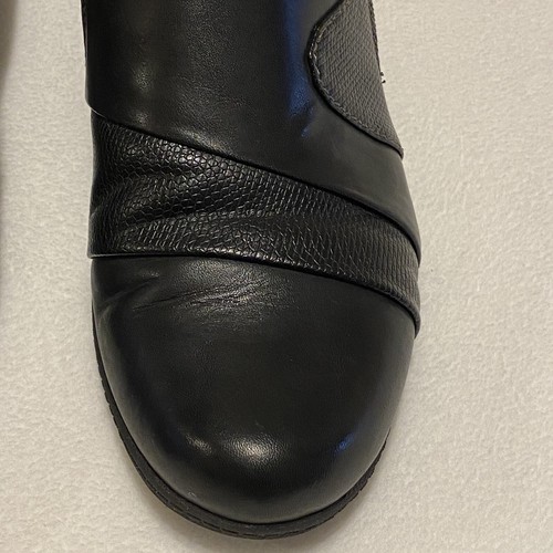 Earth Origins Monica Ankle Boot Bootie Black Leather Zip Block Heel Pleated 11 M - Picture 4 of 12