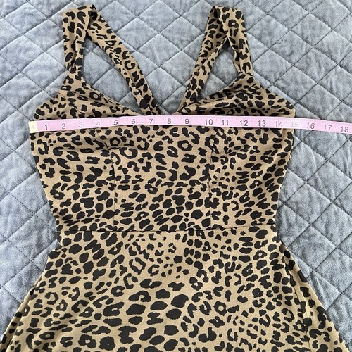 Asos Dress Women Small Maxi Leopard Animal Print Cheetah Midi Petite Slim B5 - Bild 4 von 15