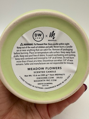 NEW Rae Dunn DW Home "Meadow Flowers" Scent Green Jar Candle w/ Bunny Topper - Picture 6 of 11