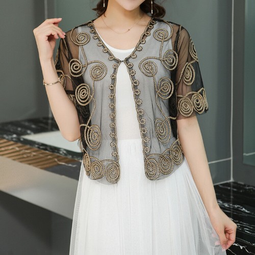 Sheer Bolero Shrug Wedding Prom Dress Wrap Handcraft Jacket Coat Cape Top 8-16 - Picture 6 of 34