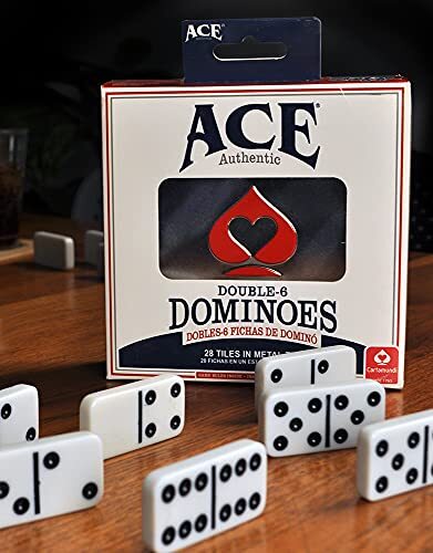 Dominó doble seis ACE en estuche de hojalata, blanco - Imagen 4 de 12