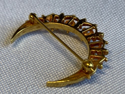 14K Yellow Gold Opal Crescent Moon Brooch 4.58g Fine Jewelry Pin *READ* - Picture 23 of 24