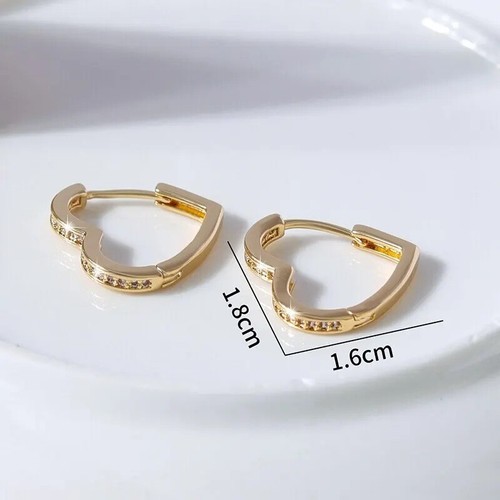 9CT GOLD LADIES HEART HOOP EARRINGS - Pair 13.5mm