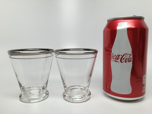 Vasos de whisky/lowball de colección Mid Century 2 patas 3" con doble raya de platino - Imagen 5 de 5