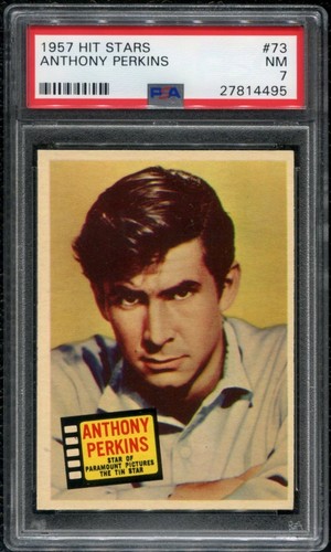 1957 Topps Hit Stars PSA 7 #73 Anthony Perkins Psycho Graded Rookie Card 50s - Bild 1 von 2