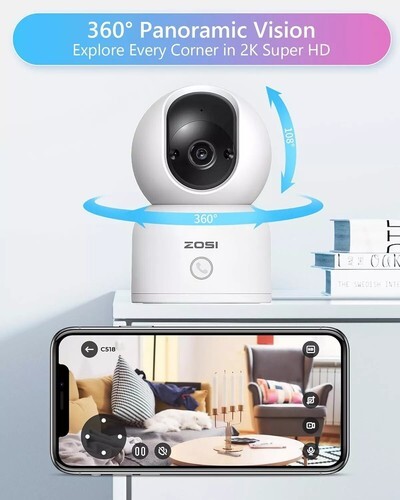ZOSI 2MP WiFi 1080P Security Camera 360° Baby & Pet Monitor Smart IP Camera C518 - Picture 3 of 7