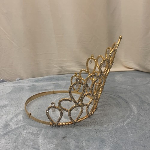 Beauty Pageant Crown Golden Diamonds and Pearls Adjustable - Picture 3 of 7