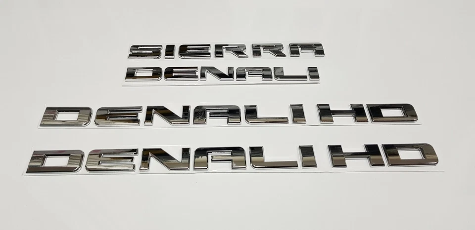 4 PIEZAS Cromo GMC SIERRA DENALI HD Duramax 2500HD 3500HD Letras Emblema Insignia Foto 3 de 4