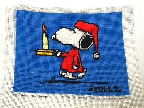 Malina Peanuts Snoopy Good Night 8111-009 Crewel Needlepoint Schulz Completed