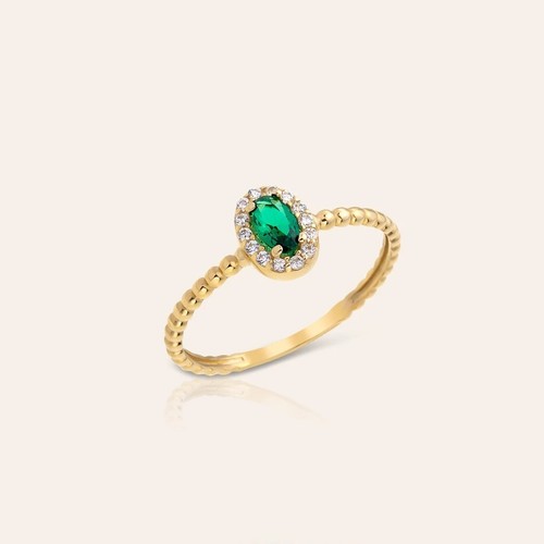 925 Argento Sterling Originale Smeraldo Diamante Anello Classico Artigianale