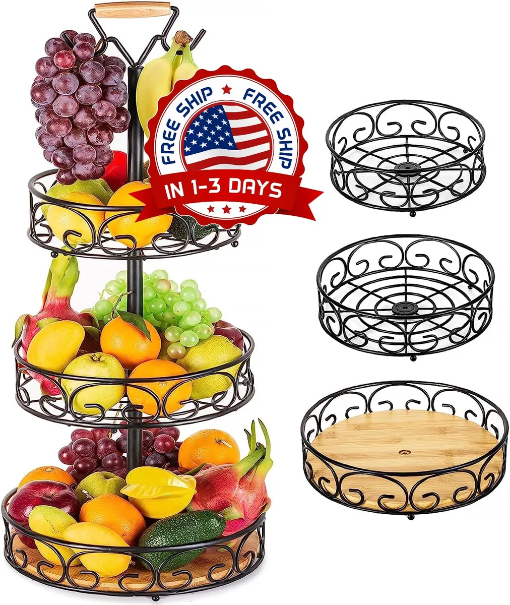 Canasta para frutas y verduras frutero de piso cocina grande de mesa de  metal