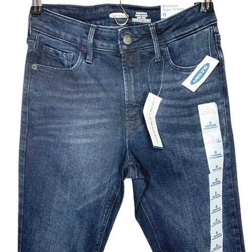 Old Navy NWT Rockstar Super Skinny High Rise Denim Blue Jeans Size 0 - Picture 4 of 5