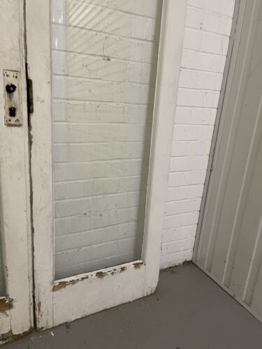 Reclaimed French Single Panel Glass Wooden Double Doors 1990 x 1105mm - Picture 23 of 24
