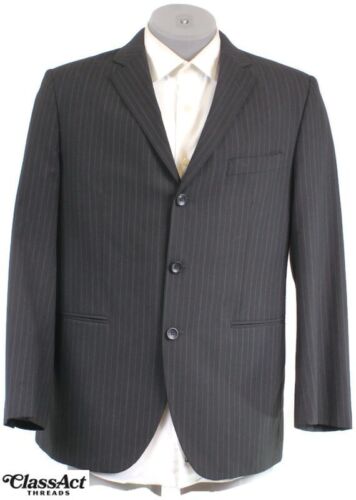 J Ferrar Modern Fit 2 Piece Suit Black Striped Polyester Blend 3 Btn 40R 34" W - Picture 3 of 10