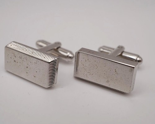 Juego de gemelos escudos para hombre diseño de mediados de siglo tono plata joyería para hombre - Imagen 2 de 6