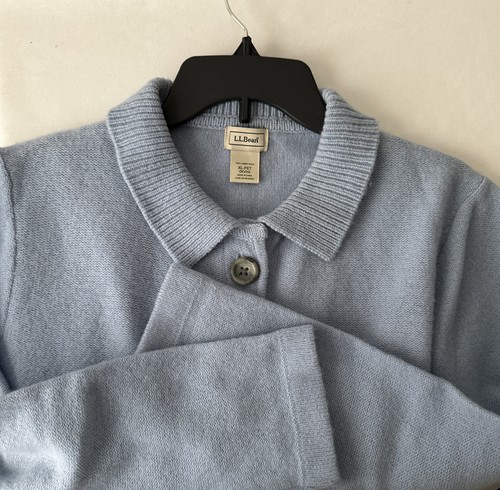 LL Bean Sweater Womens Cardigan Blue Pocket Lambs Wool Preppy Ladies XL Petite - Picture 16 of 18