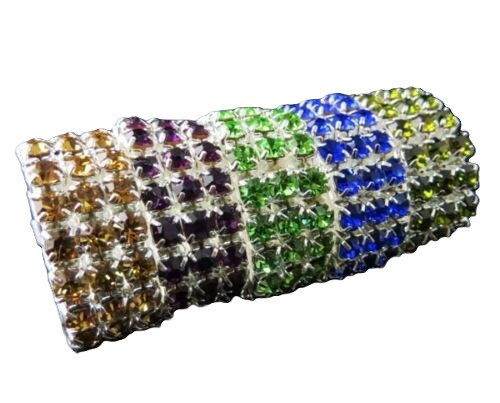 3-reihiger Ring versilbert Kristall elastisch in verschiedenen Farben erhältlich - Bild 1 von 12