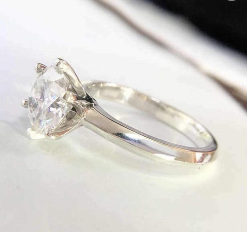 Certified Natural 3ct VS1 Round White Diamond Engagement Ring Solid 925 Silver - Picture 2 of 9