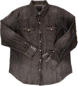 mens black denim western shirt