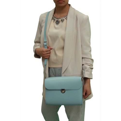 Women Baby Blue Handmade London Satchel CrossBody Shoulder Leather Handbag - Picture 2 of 8