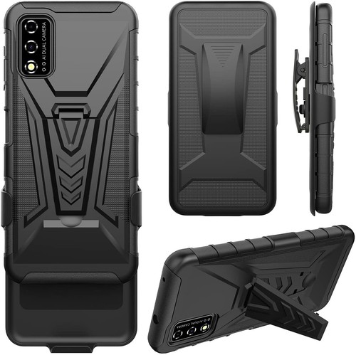 V Holster For REVVL V 4G 2021 Kick Stand Rugged Case Cover CAMO BLACK - Picture 4 of 5