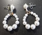 Faux Pearl Hoop Dangle Earrings 1 Inch