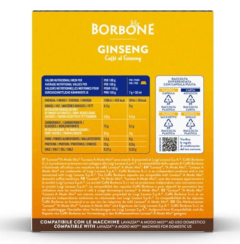 192 Kapseln Ginseng Kaffee Bourbon Getränk löslich kompatibel A Modo Mio - Bild 5 von 8