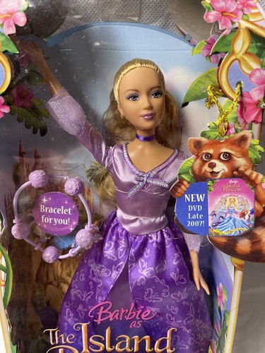 Bracciale bambino Barbie as ISLAND PRINCESS 2007 capelli biondi viola vestito nuovo con scatola - Foto 2 di 6