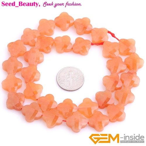 Natural Flower Four Petals Assorted Stone Beads Jewelry Making 15'' 13mm Faceted - Picture 7 of 26
