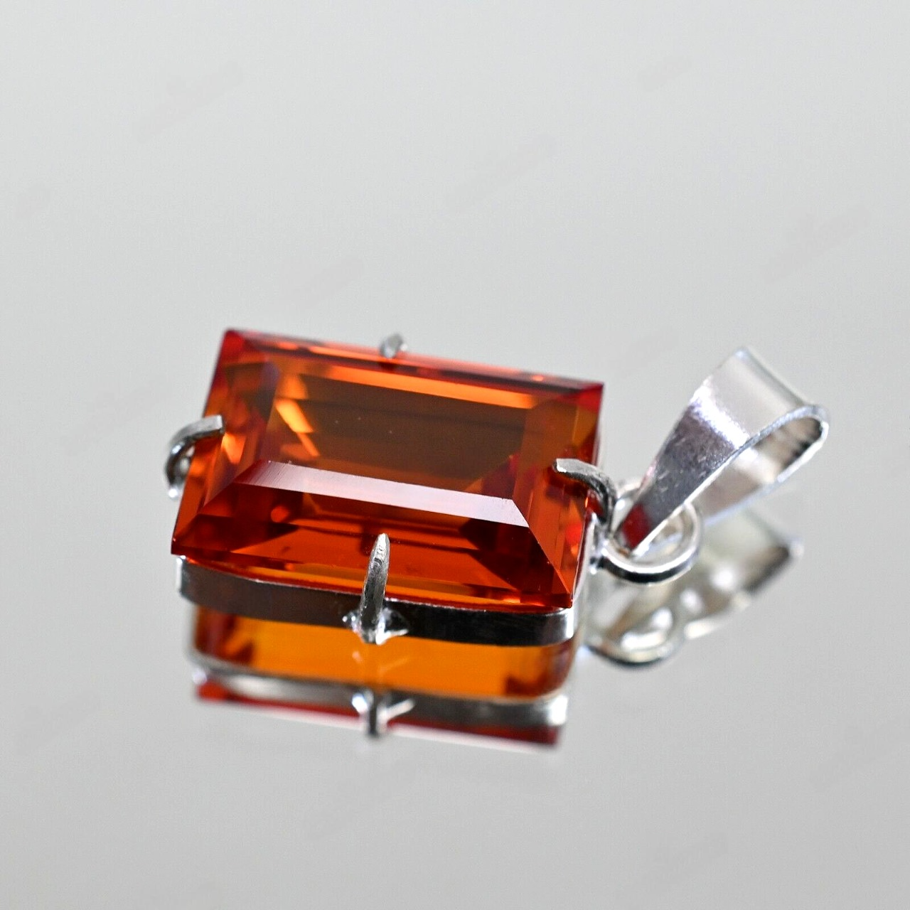 Natural Orange Sapphire 39.05 Ct Handmade Sterling Silver Pendant