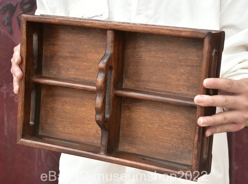 14.4 " Old Chinese Huanghua Li Wood Carving Dynasty Dragon Beast Portable Box - Bild 9 von 10