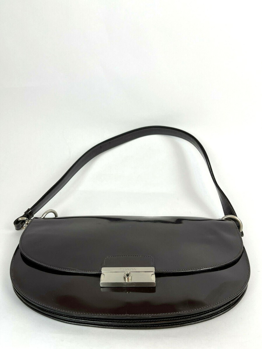 Authentic Vintage PRADA Patent Leather Milano Brown Shoulder