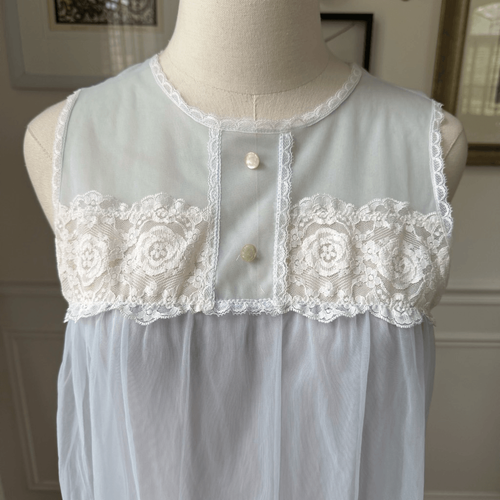 Vintage 70s Aristocraft Long Pastel Blue Nightgown M - Picture 2 of 8