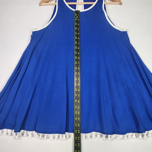 Ces femme Women's Sleeveless Swing Tank Small Royal Blue/White Tassel Hemline - Picture 15 of 17